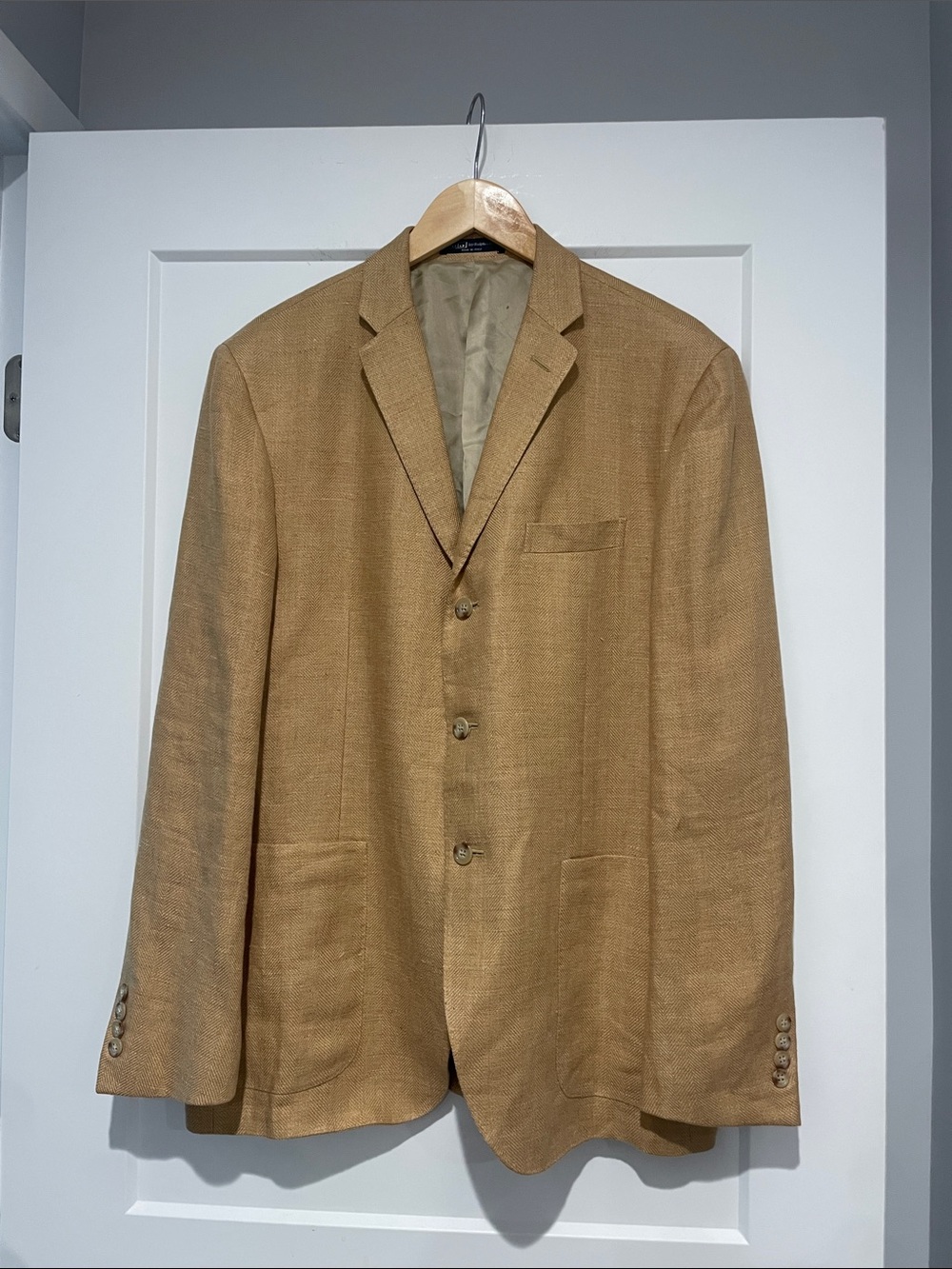 Polo Ralph Lauren 100% Linen Herringbone Blazer 44R Made in Italy summer tweed 🚨